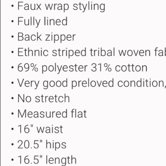 H&M Jacquard Weave Black and Cream Faux Wrap Fringe Mini Skirt Sz 6 - Picture 4 of 6